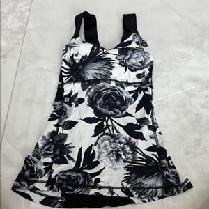 lululemon athletica Black and White Floral Tank Top